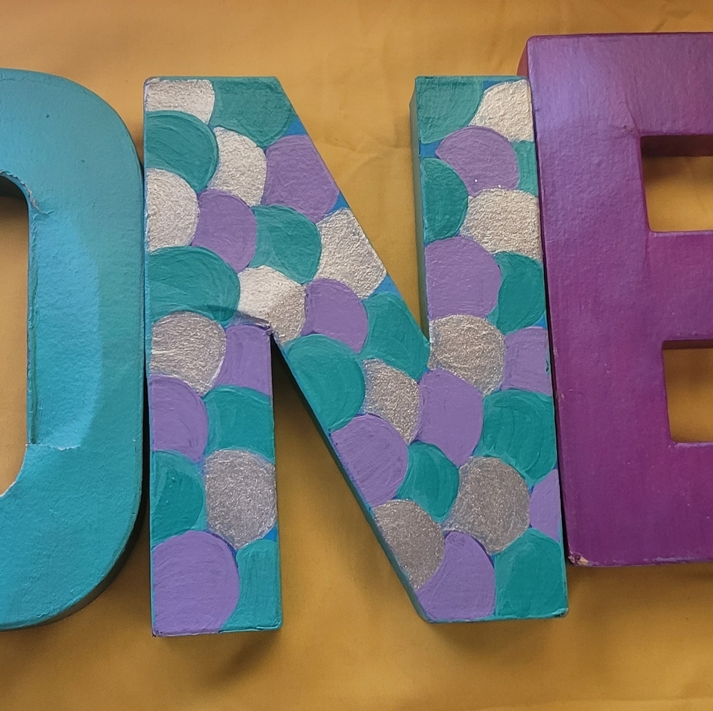 "ONE" 1st Birthday mermaid letters